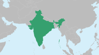 Map section with the country outline of India
