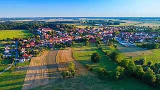 Luftaufnahme der Stadt Schlieben