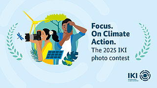 Symbolhafte Grafik von fotografierenden Menschen, daneben der Aufruf zum Wettbewerb
