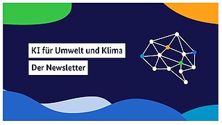Symbolbild für den neuen KI-Newsletter in Blautönen, Grün und Orange mit einer Molekülstruktur