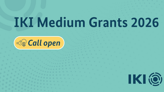 Key Visual - Hinweis auf den offenen Call der IKI Medium Grants mit Logo