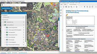 Screenshot einer Karte mit Infos zur Flächennutzung 