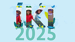  Cover image of the IKI Annual Report 2025, featuring the IKI logo superimposed on a background of photographs, with the year displayed below