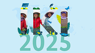  Cover image of the IKI Annual Report 2025, featuring the IKI logo superimposed on a background of photographs, with the year displayed below
