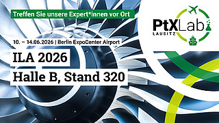 Sharepic mit Informationen zum Stand des PtX Lab auf der ILA 2026