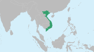 Kartenausschnitt zeigt den Landesumriss von Vietnam