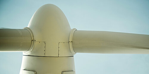 A white rotor blade in close-up