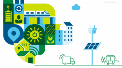 Symbolhafte Grafik zur Veranschaulichung von Mobilität und grüner Energie