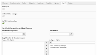 Screenshot Backendansicht einer News