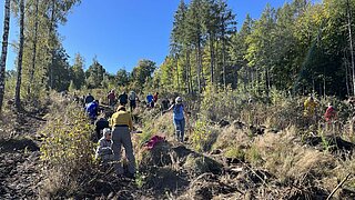 Teilnehmende bei Baumpflanzung in Königshain