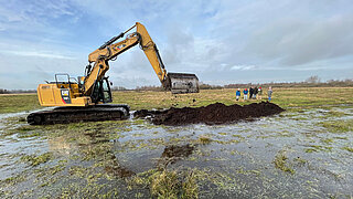 ein Bagger im Moor